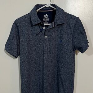 Rugby University Mens 3 Button Up Shirt Blue Short Sleeve Size M